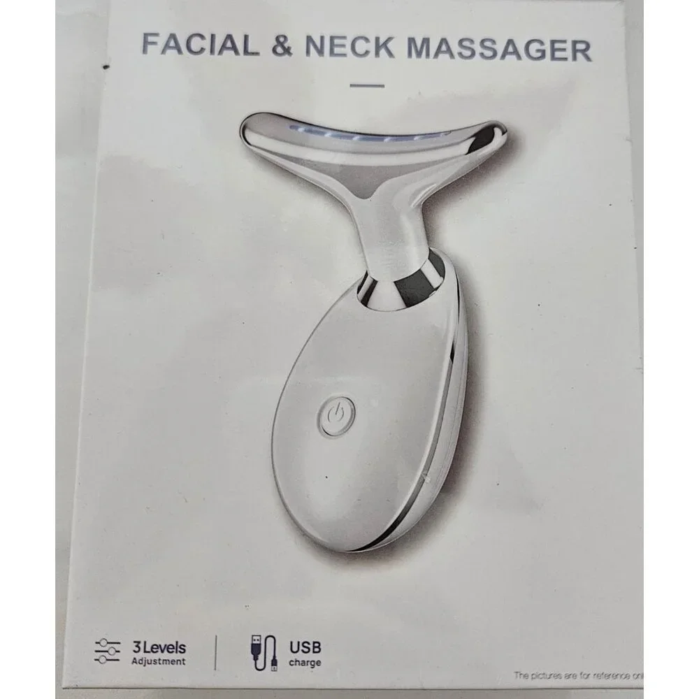 Neck & Face Massager, 7-Color LED Multifunctional Facial Massager White